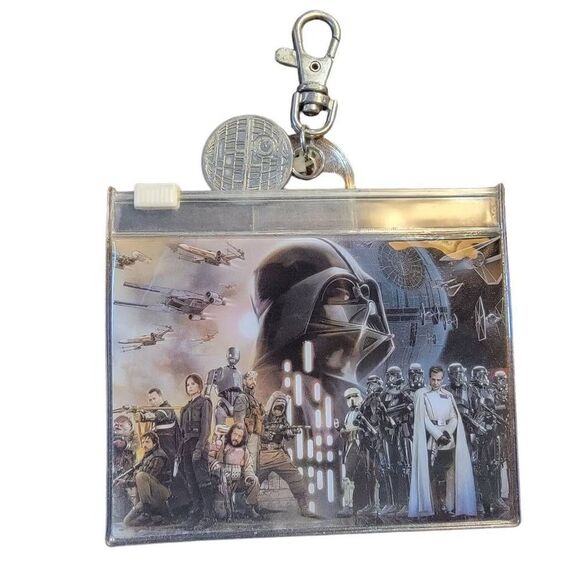 Disney Pins Star Wars Rogue One Death Star Charm Pin Lanyard Pouch ID Holder - Picture 1 of 5